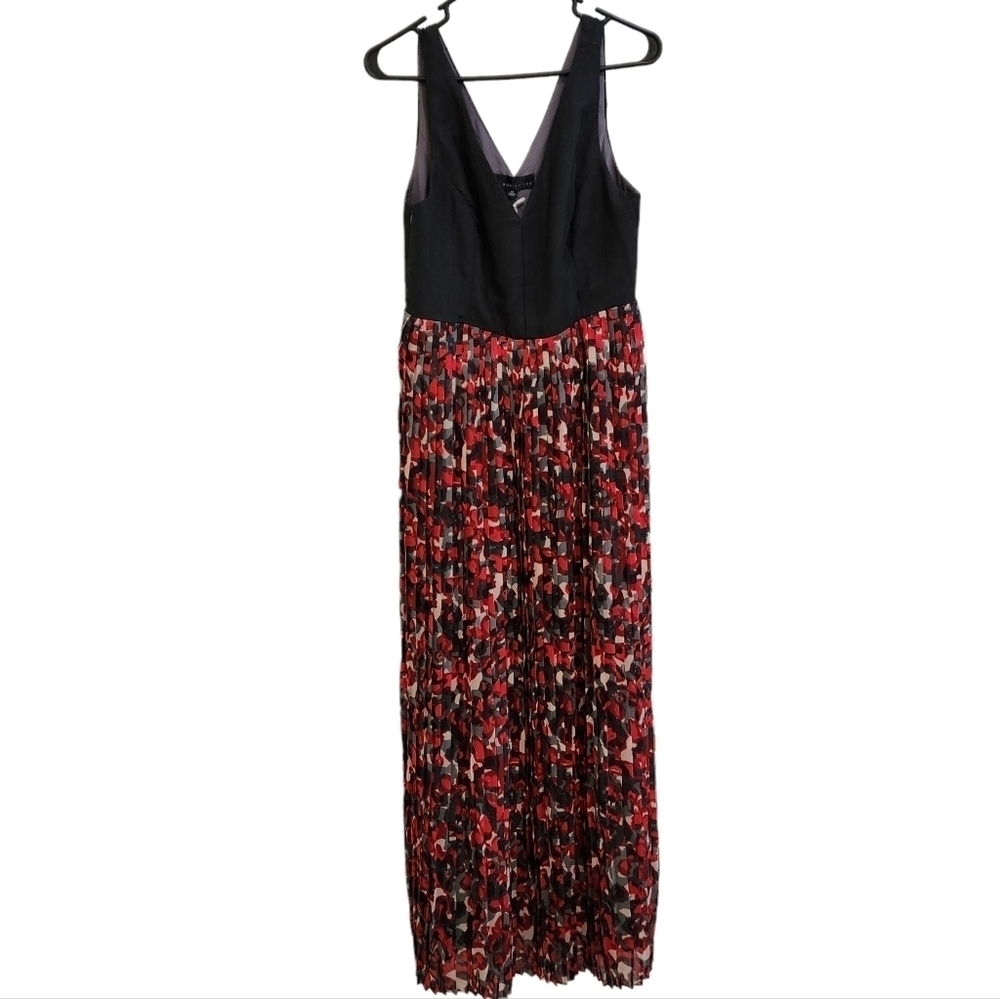 💜 Adelyn Rae Red Gray Plates Maxi Dress Fd2240